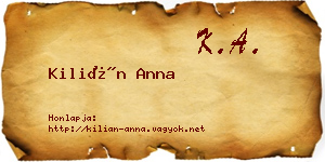 Kilián Anna névjegykártya