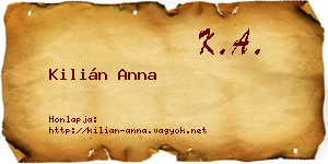 Kilián Anna névjegykártya